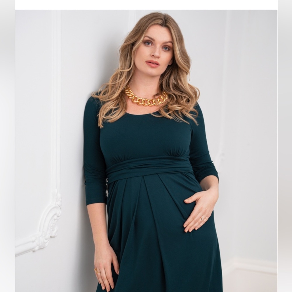 Peach Emerald Green Maternity & Nursing Dress Seraphine